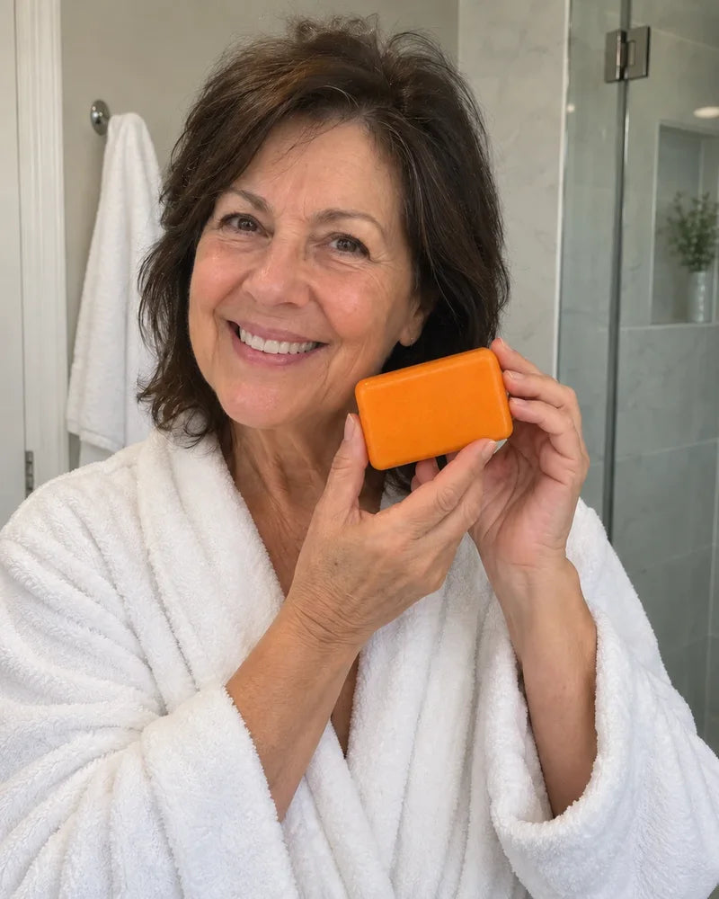 Customer holding Freddie Superfood Soap
